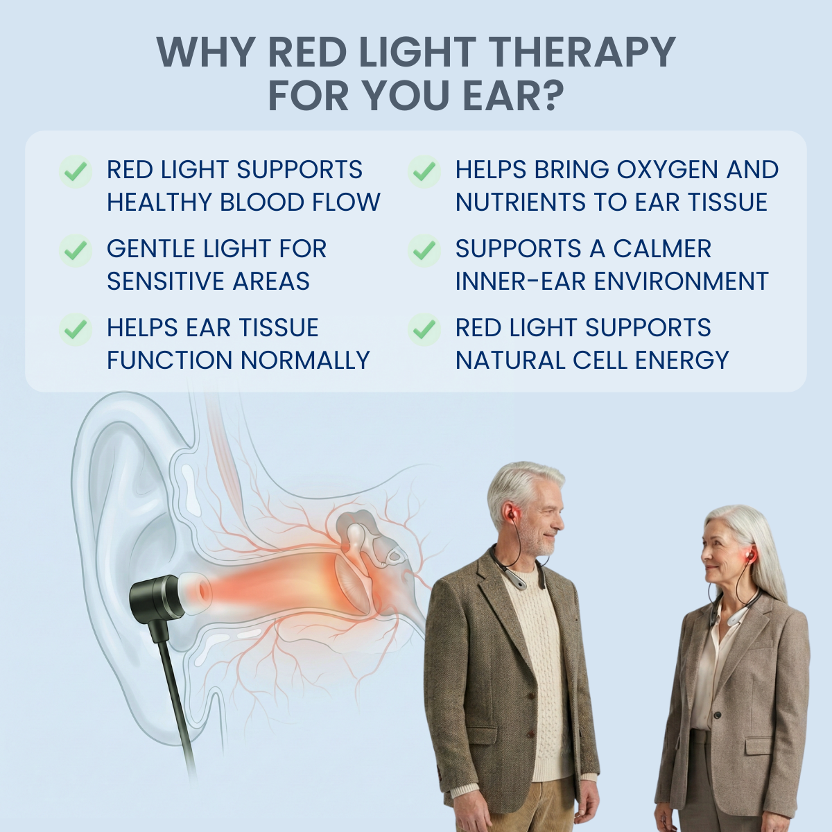 B&B Red Light Comfort Earbuds with Adjustable Modes and Auto-Off Timer