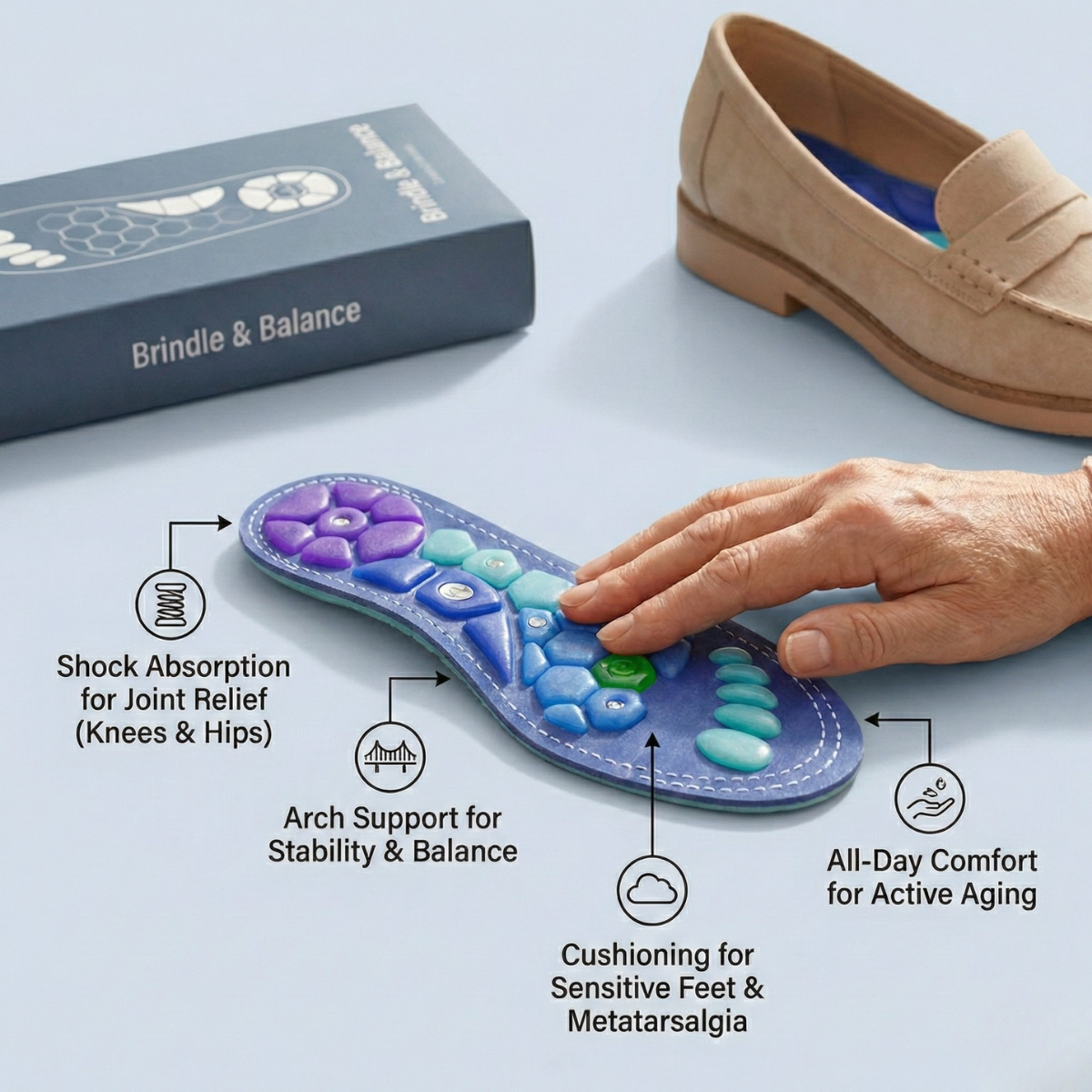 B&B Magnetic Acupressure Insoles – Cushioned Foot Support for Daily Comfort