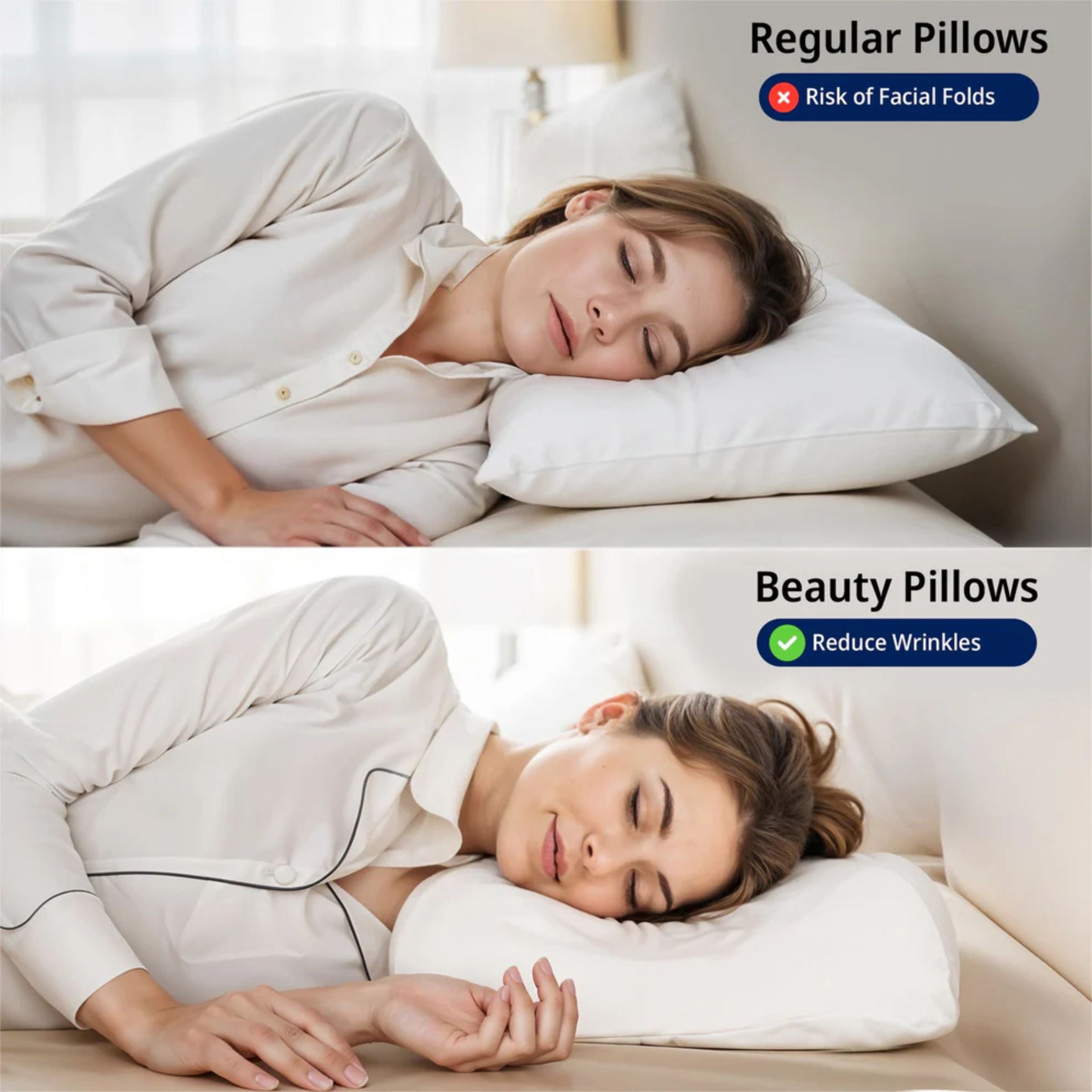 B&B Beauty Sleep Contour Pillow with Satin Pillowcase