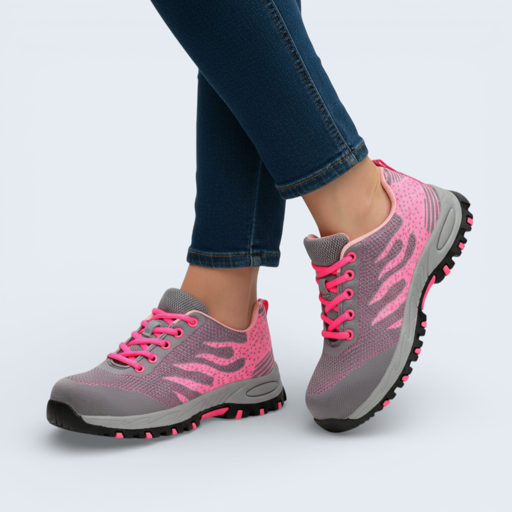 B&B Women’s Lace-Up Walking Sneakers – Lightweight Breathable Everyday Comfort Trainers