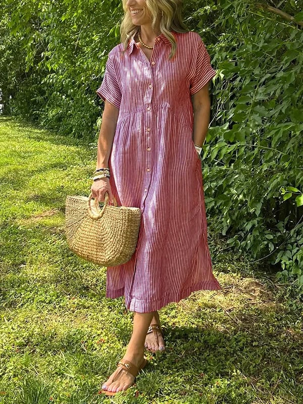 Robe midi longue à rayures verticales pour femme
