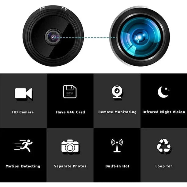 Mini Wireless Camera with Magnetic Mount and Live Video Feed