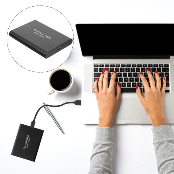 Hordozható külső SSD USB-kábellel, nagy sebességű adattároló eszköz