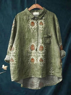 Blouse fleurie boutonnée pour femme, coupe décontractée