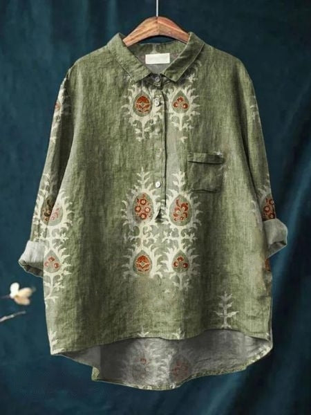 Blouse fleurie boutonnée pour femme, coupe décontractée