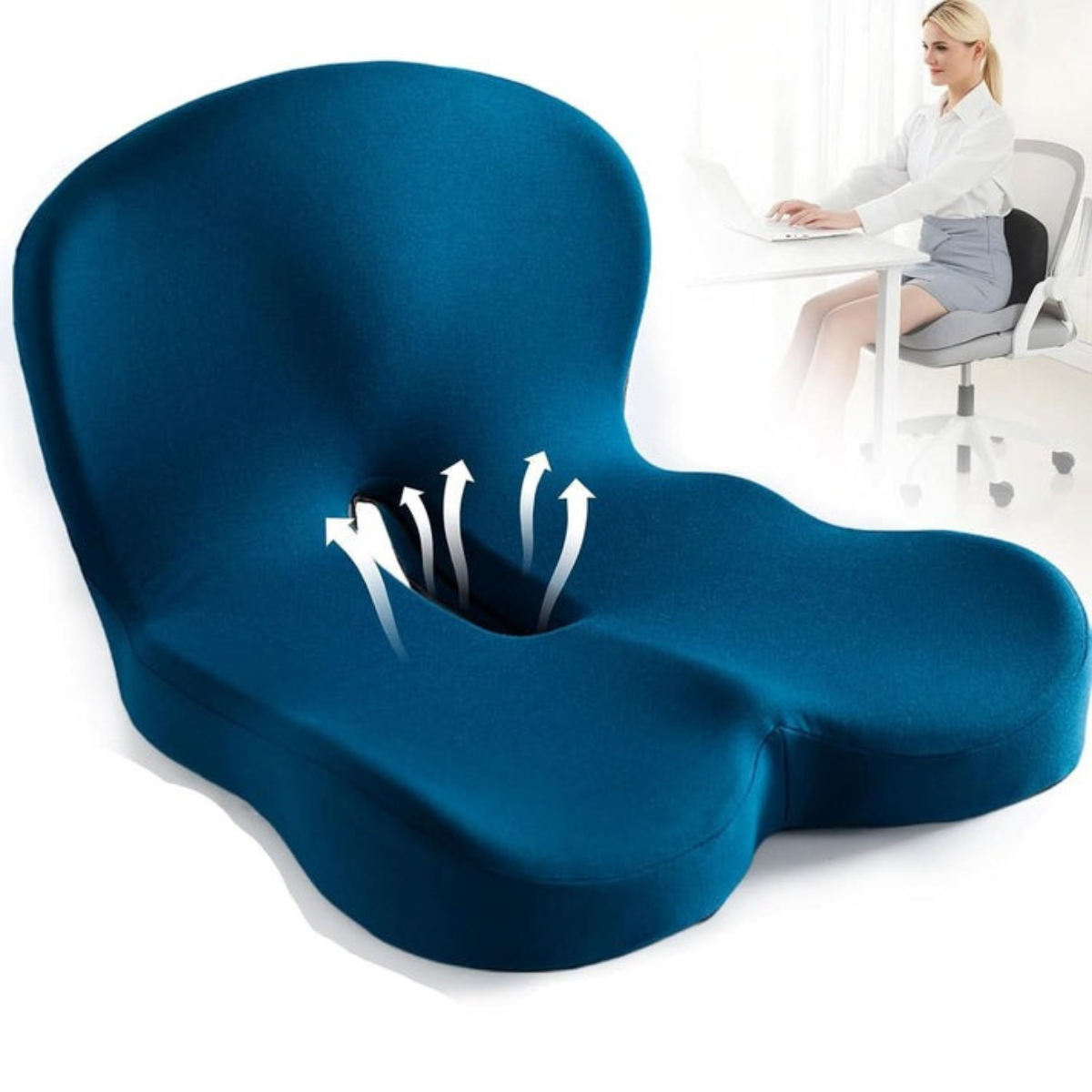 B&B Ergonomic Memory Foam Seat Cushion – Contoured Sitting Support