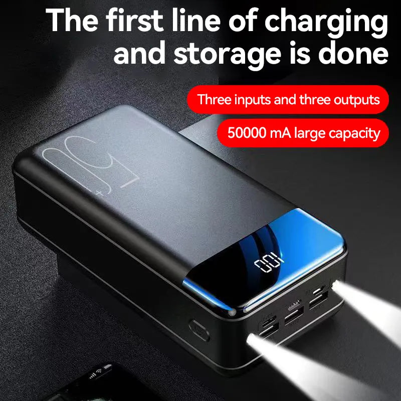 50,000mAh kapacitású csúcskategóriás power bank telefonok, táblagépek és laptopok gyorstöltéséhez