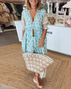 Women’s Floral V-Neck Maxi Dress Relaxed Elegant Fit