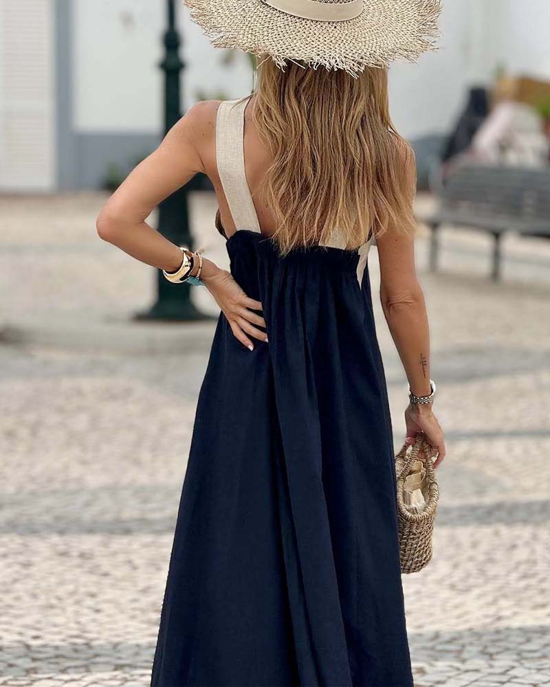 Women's Crossed Neck Maxi Dress Elegant Flowing Fit