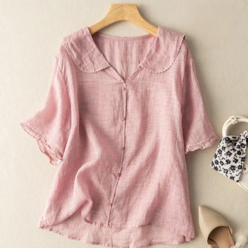 Blouse vintage boutonnée pour femme, coupe décontractée