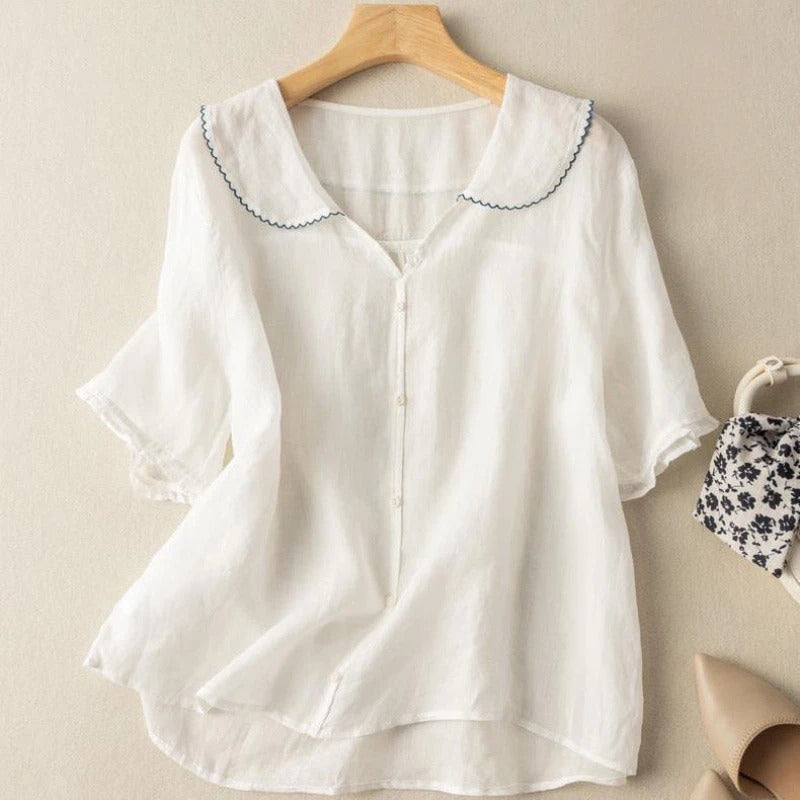Blouse à manches courtes et coupe décontractée pour femme