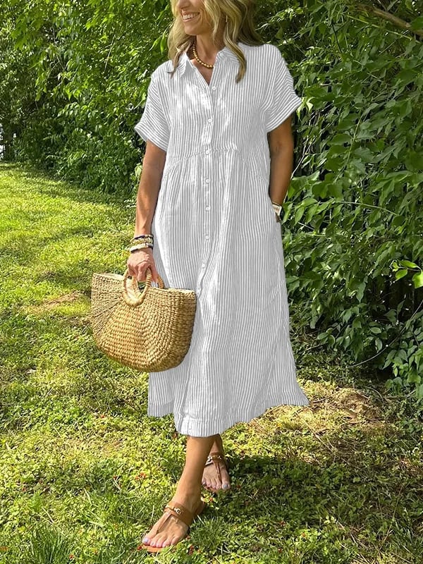 Robe midi longue à rayures verticales pour femme