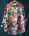 Women's Long Sleeve Floral Shirt with Collar