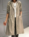 Stylish Waterproof Mid-Length Raincoat for Ladies with Adjustable Hood