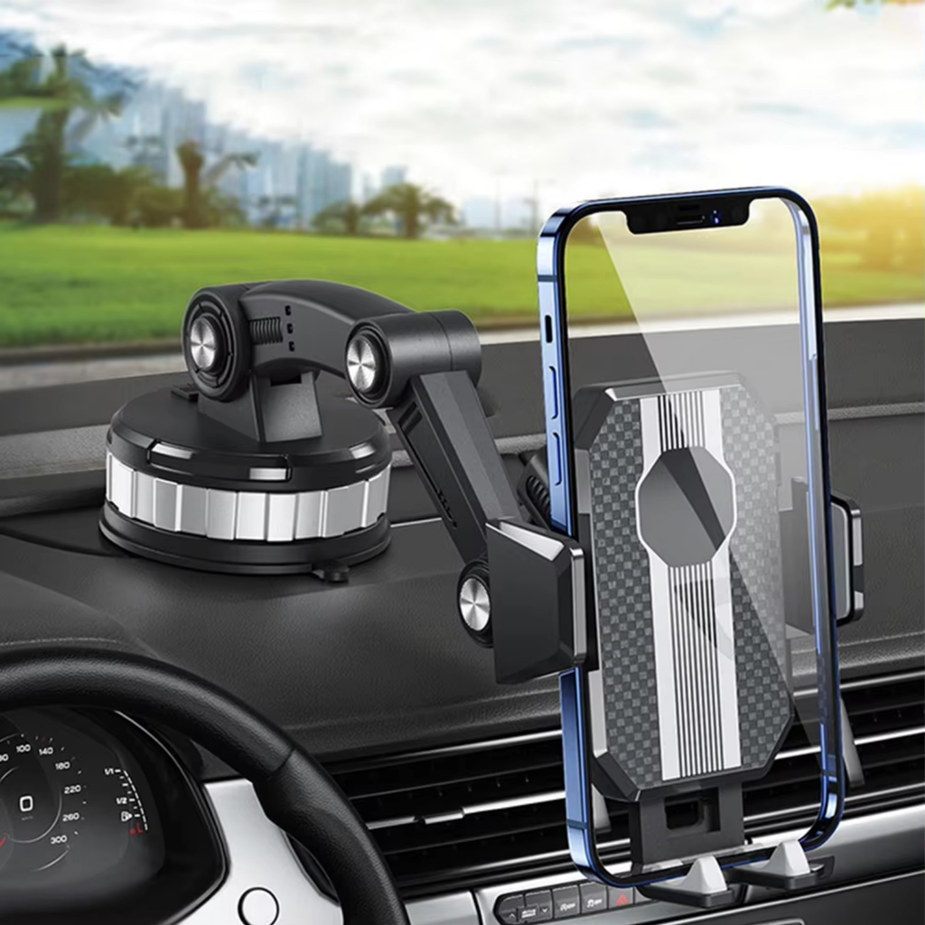 Car Phone Holder with Strong Suction and 360° Rotation for One-Handed Use and Universal Compatibility