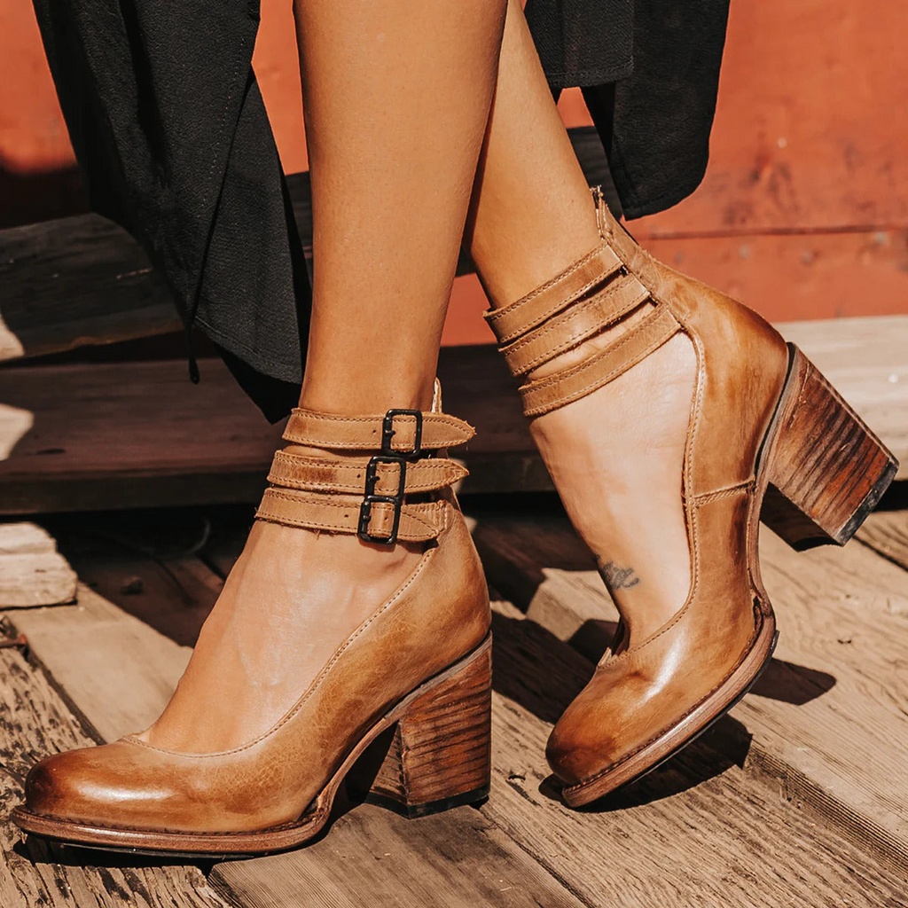 Women's Heeled Sandals Buckle Strap Block Heel Elegant Shoes