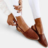 Women's Woven Leather Ballerina Flats Slip On Elegant Shoes
