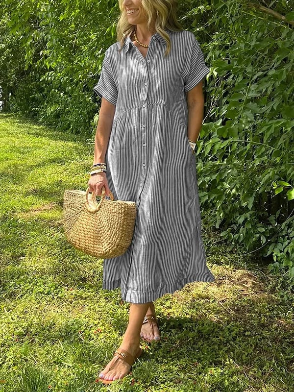 Robe midi longue à rayures verticales pour femme