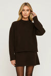 Women's Knitted Two-Piece Set with Relaxed Sweater and Matching Mini Skirt