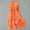 Women's Casual Midi Dress with Waist Tie
