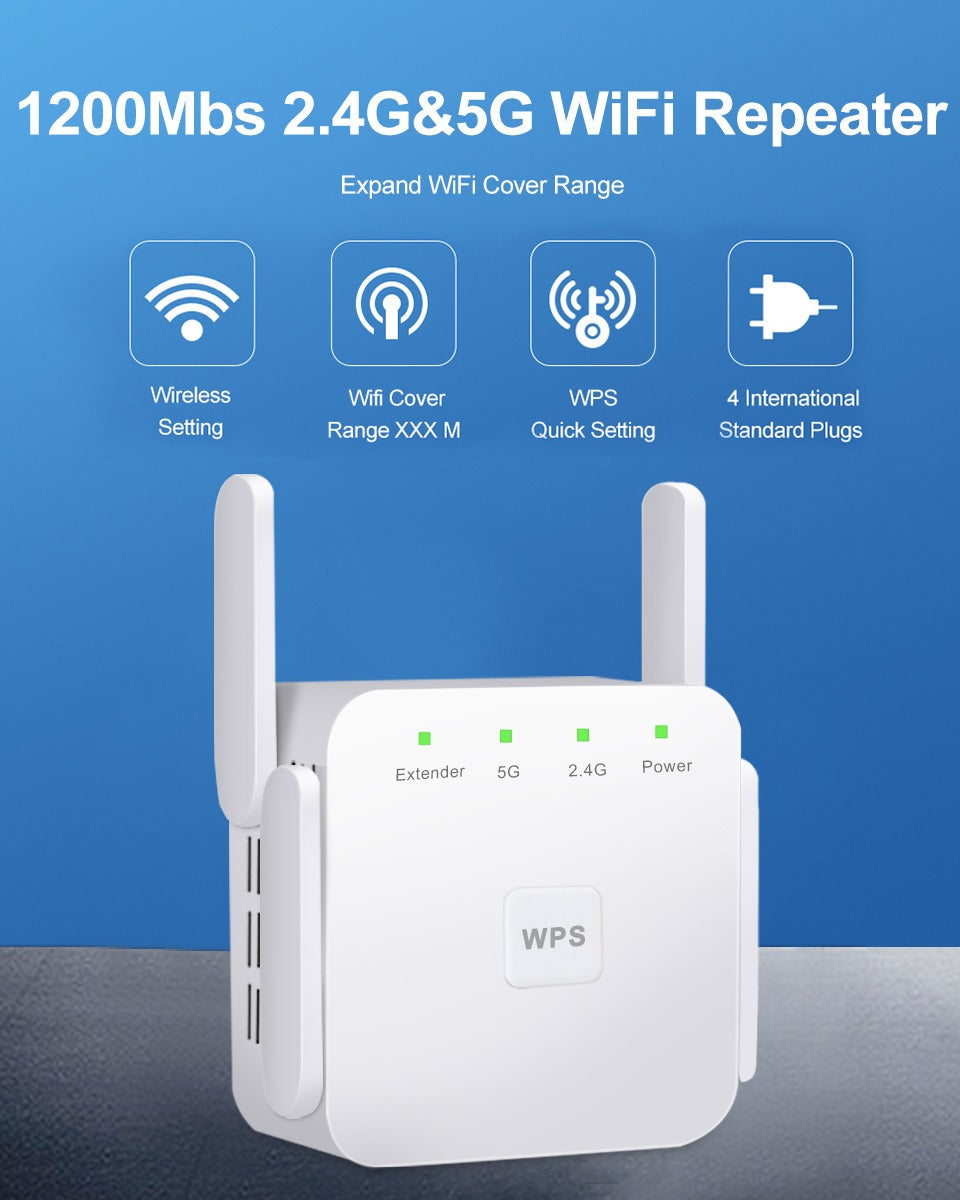 WiFi Range Extender with Dual Band Support and WPS Setup