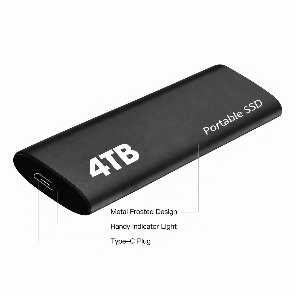 SSD externe 4TB - Disque de stockage portable USB-C pour PC, Mac et ordinateur portable