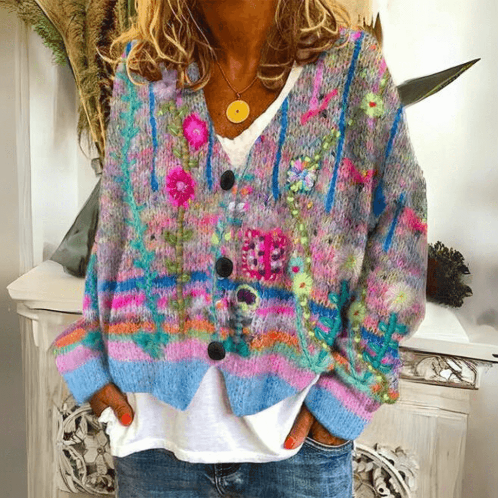 Women's Floral Button Front Cardigan Sweater