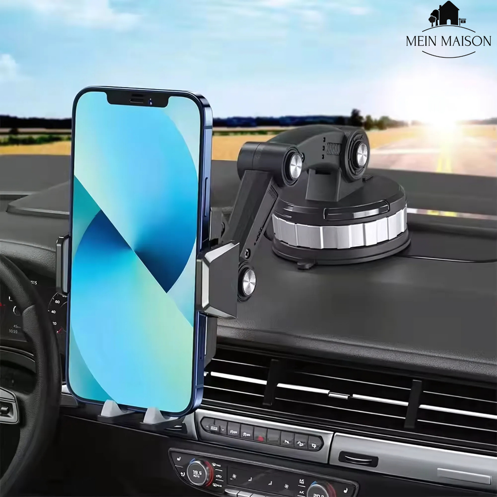 Car Phone Holder with Strong Suction and 360° Rotation for One-Handed Use and Universal Compatibility