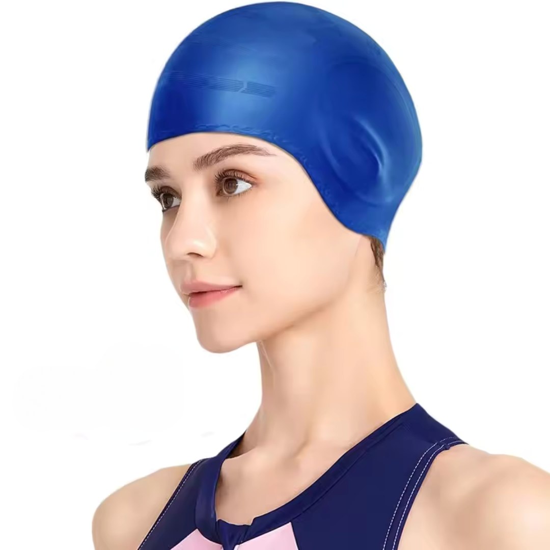 Bonnet de natation en silicone premium HydroFit avec protection des oreilles pour cheveux longs et confort imperméable