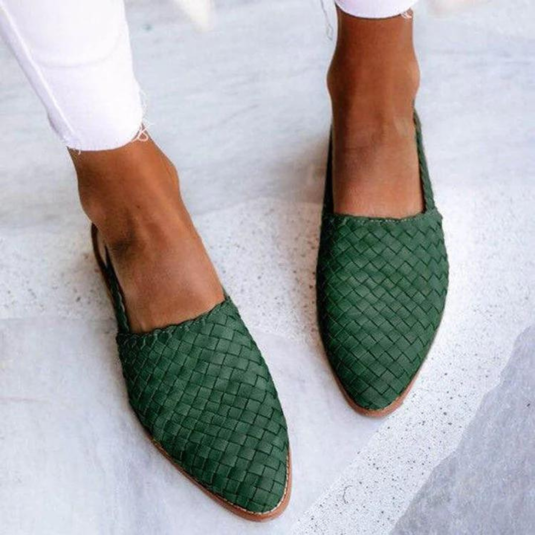 Ballerines en cuir tressé pour femmes, à enfiler, chaussures élégantes