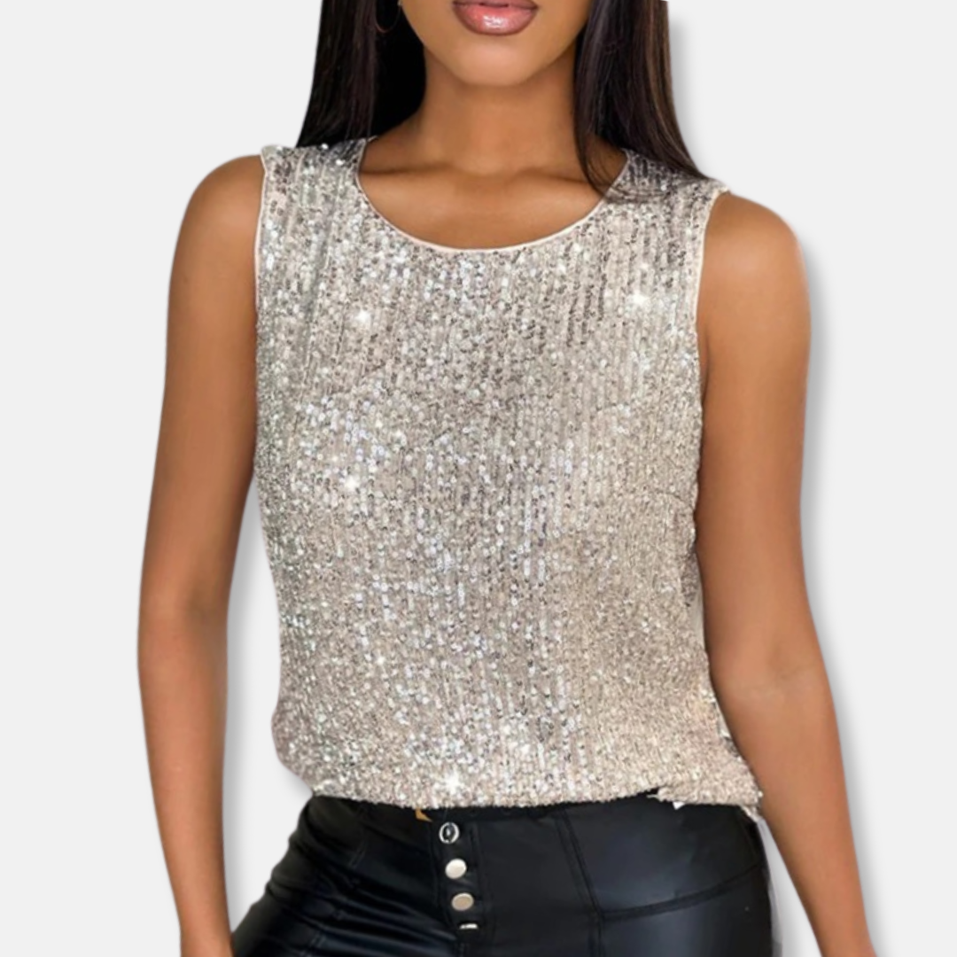 Tailored Sleeveless Sequin Top for Women
