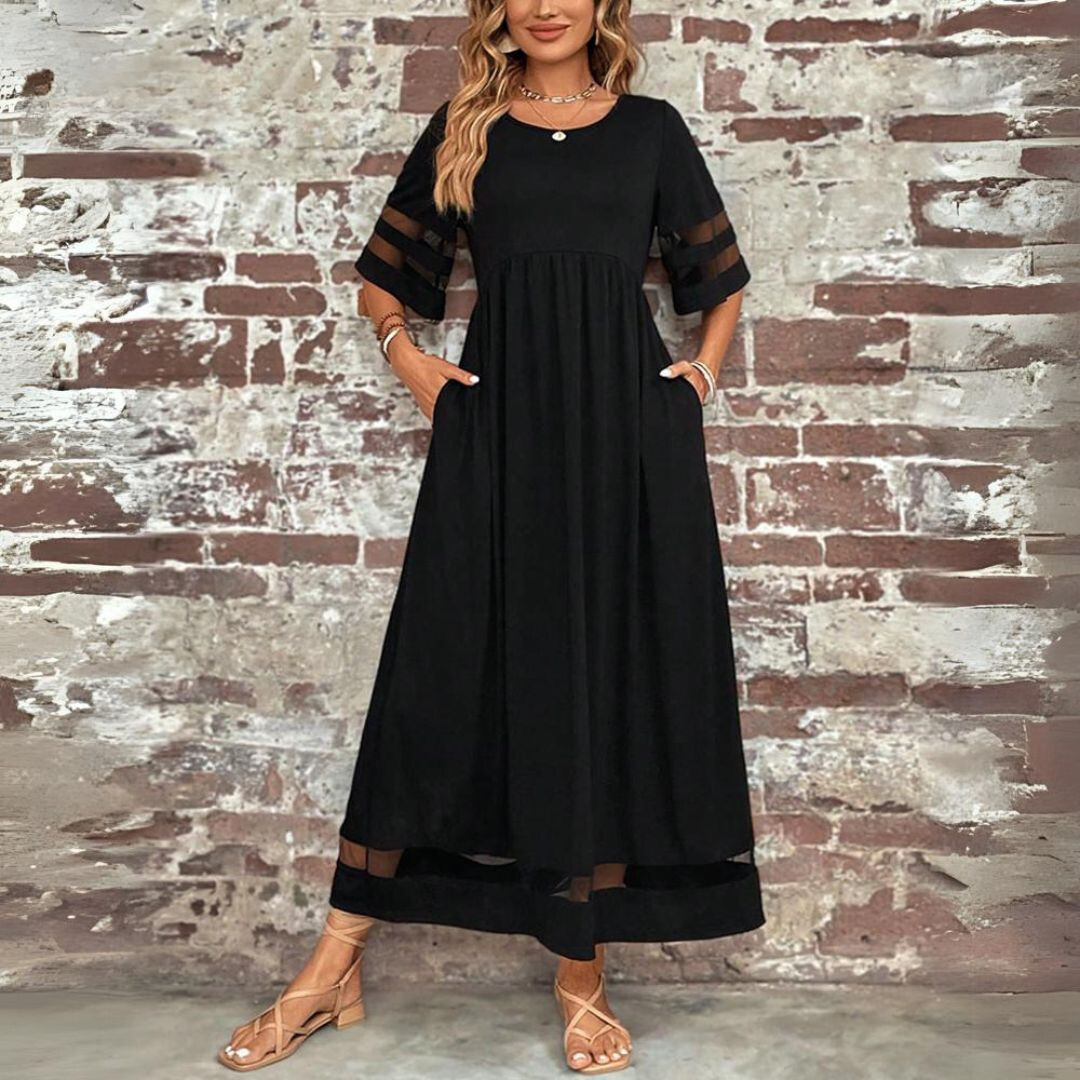 Robe longue pour femme avec couvrance ventre, coupe élégante