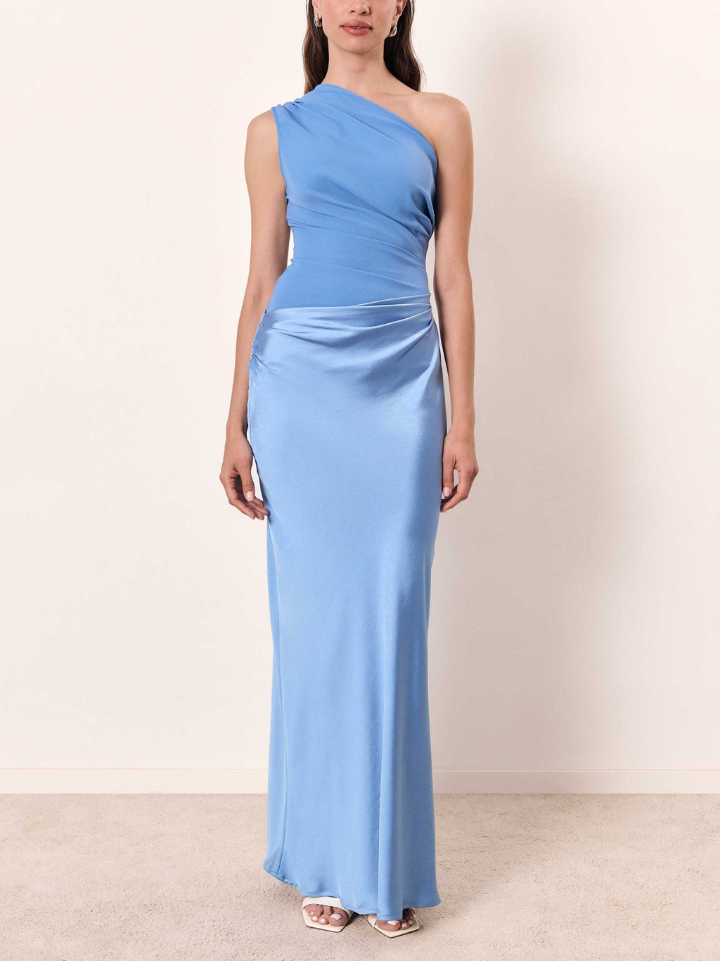 Women’s Elegant One-Shoulder Pleated Maxi Dress for Formal Events