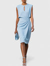 Women's Midi Dress Sleeveless Draped Waist Elegant Dress