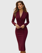 Női szabott midi ruha elegáns blézer stílusú alkalmi viselet