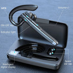 Vezeték nélküli Bluetooth-headset fülkampóval és töltőtokkal