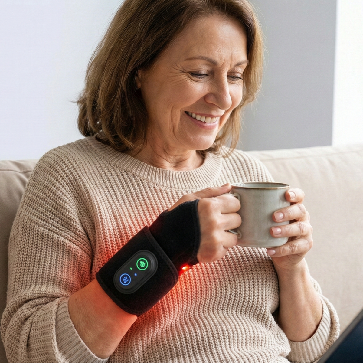 B&B Red Light Wrist Wrap – LED Light Support for Wrist Comfort & Daily Recovery