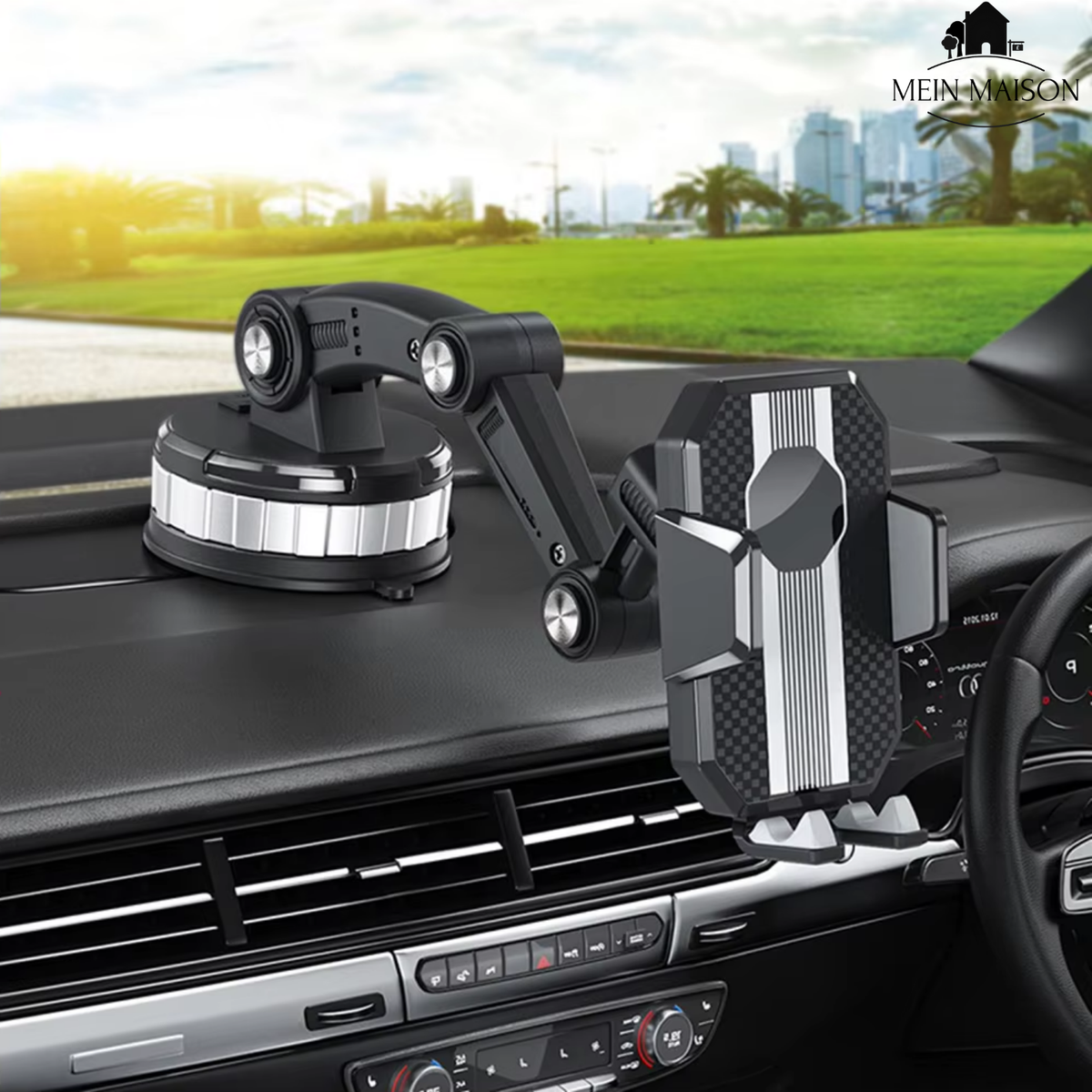 Car Phone Holder with Strong Suction and 360° Rotation for One-Handed Use and Universal Compatibility
