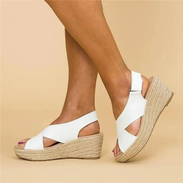 Sandales compensées confortables pour femme, chaussures d'été