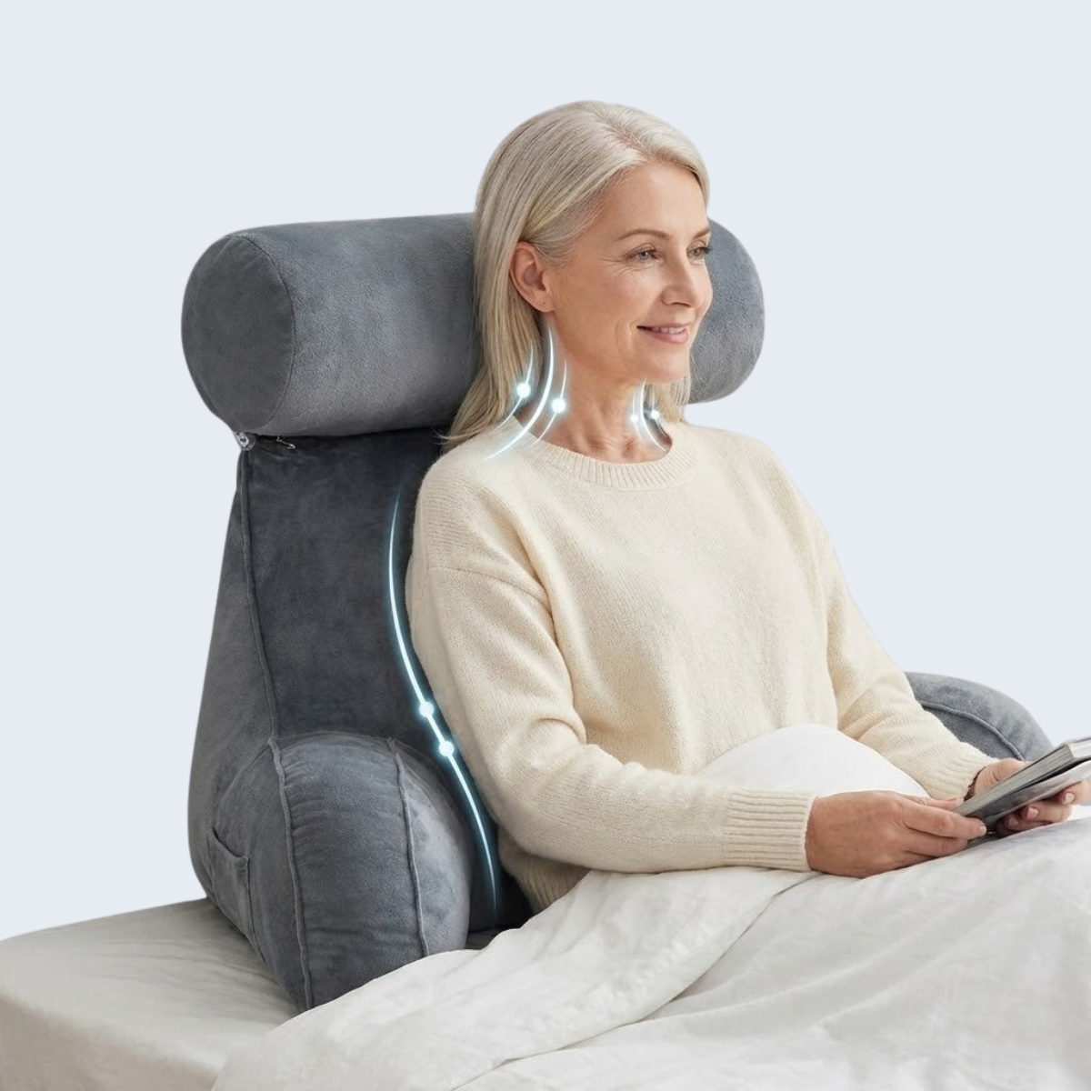 B&B Backrest Pillow With Arms & Adjustable Headrest