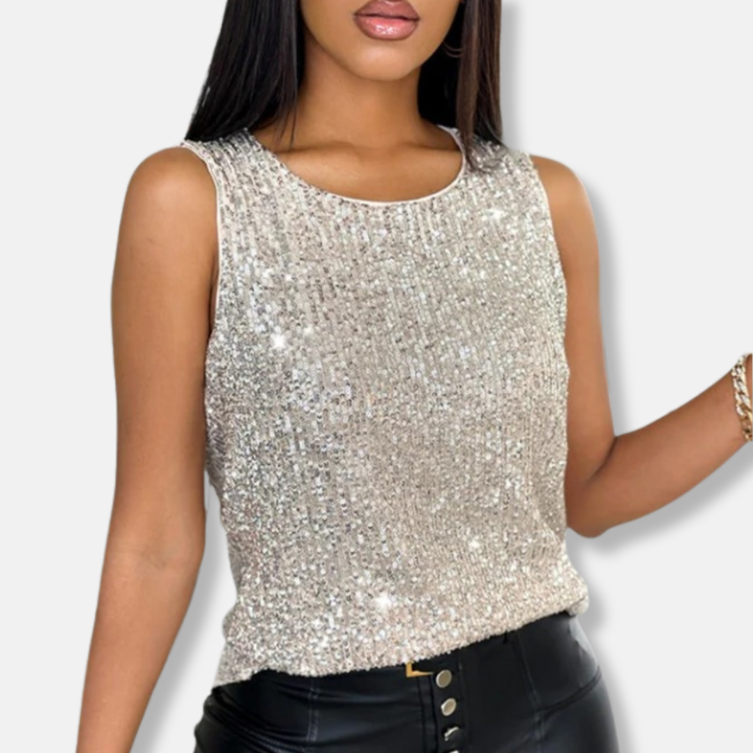 Tailored Sleeveless Sequin Top for Women