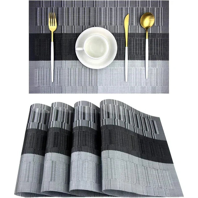 Ensemble de 4 sets de table rectangulaires durables en PVC, lavables et résistants à la chaleur, pour protéger la table