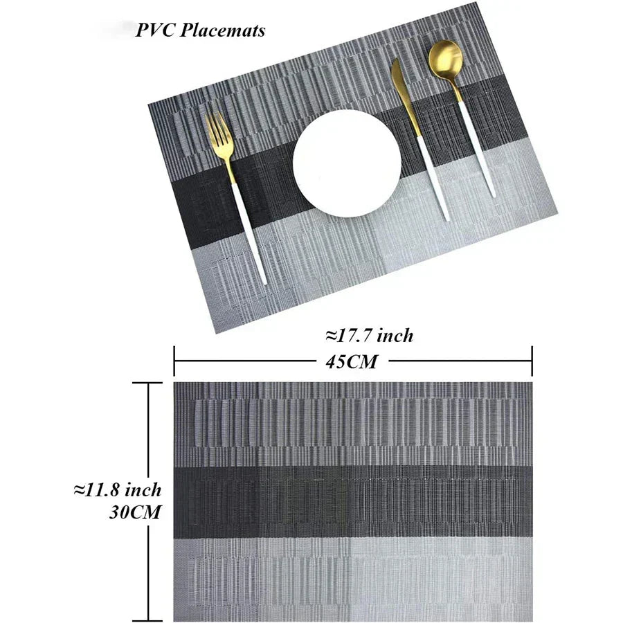 Ensemble de 4 sets de table rectangulaires durables en PVC, lavables et résistants à la chaleur, pour protéger la table
