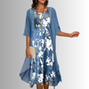 Women's Printed Midi Dress with 3/4 Sleeves