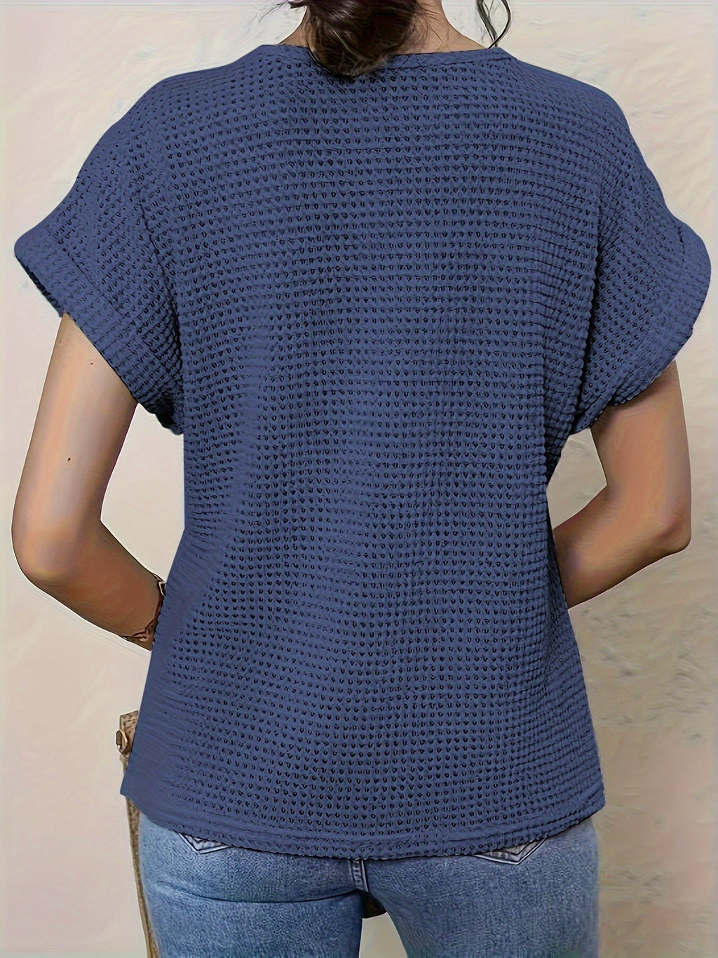 Women's Crochet Detail Short Sleeve Blouse