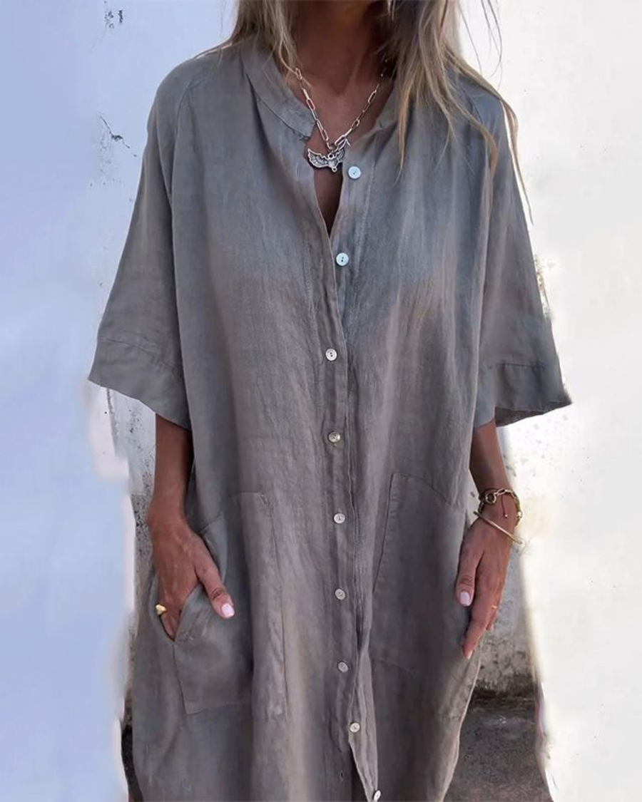 Robe chemise bohème pour femmes, style midi décontracté
