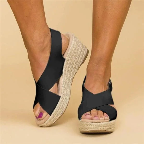 Sandales compensées confortables pour femme, chaussures d'été