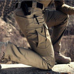 Men's Cargo Trousers with Multiple Zip Pockets and Belt Loops