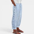 Women's Striped Pants Elastic Waist Straight Leg Trousers