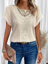 Women's Crochet Detail Short Sleeve Blouse